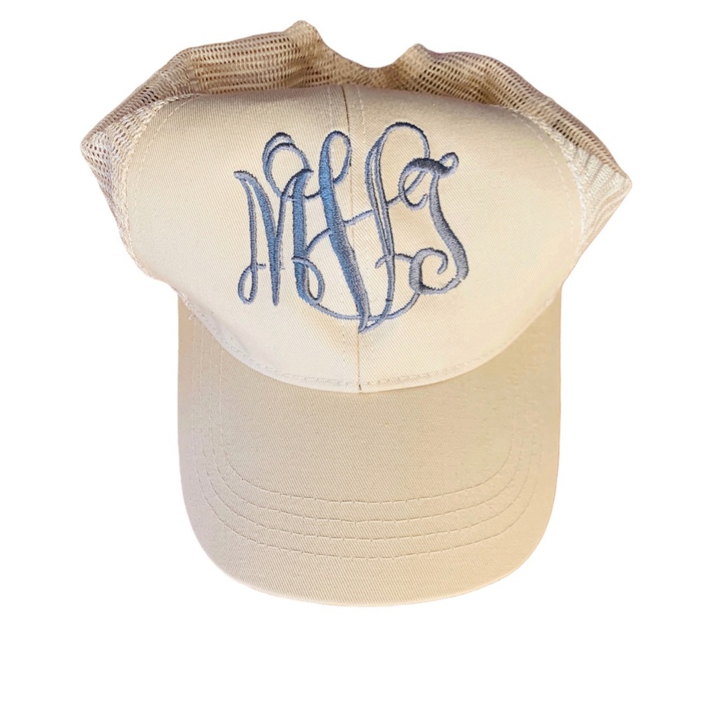 NWOT Cream MONOGRAMED Baseball Hat